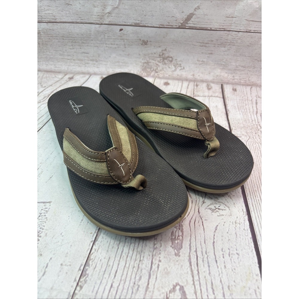 Blue Fin Commando Mens Size 8 M Flip Flop Sandals Men Beach Vacation Shoes Brown